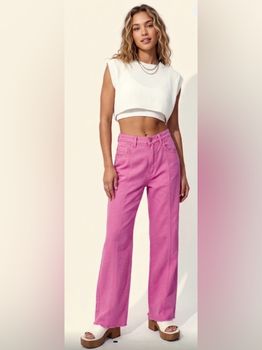 Flor De Lis Calça Jeans Wide Leg "Jade" In Rosa Wash